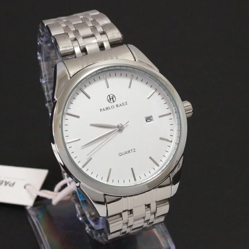Men's Casual Fashion Watch Silver Tone Butterfly Clasp 40mm